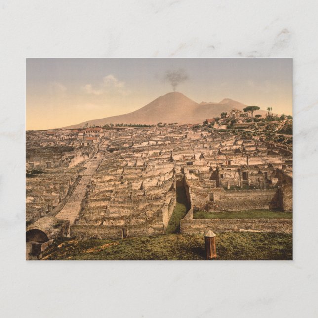 Pompeii and Mount Vesivius, Campania, Italy Postcard (Front)