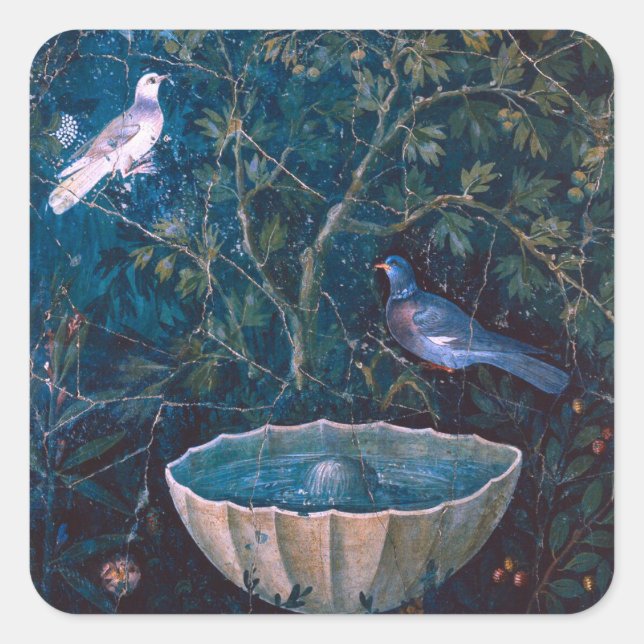 POMPEII COLLECTION / DOVES IN THE GARDEN SQUARE STICKER (Front)