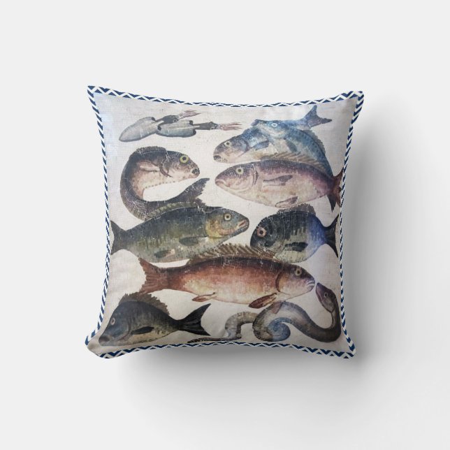 POMPEII COLLECTION / FISHES OCEAN - SEA LIFE SCENE CUSHION (Front)