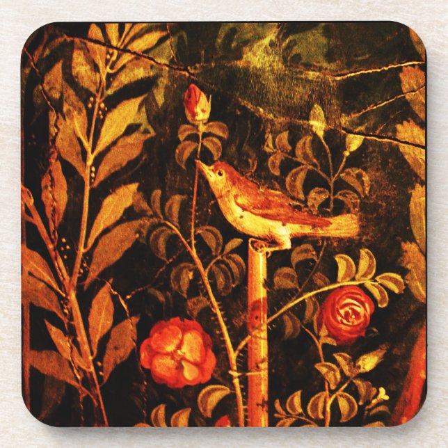 POMPEII COLLECTION / NIGHTINGALE WITH ROSES COASTER (Front)
