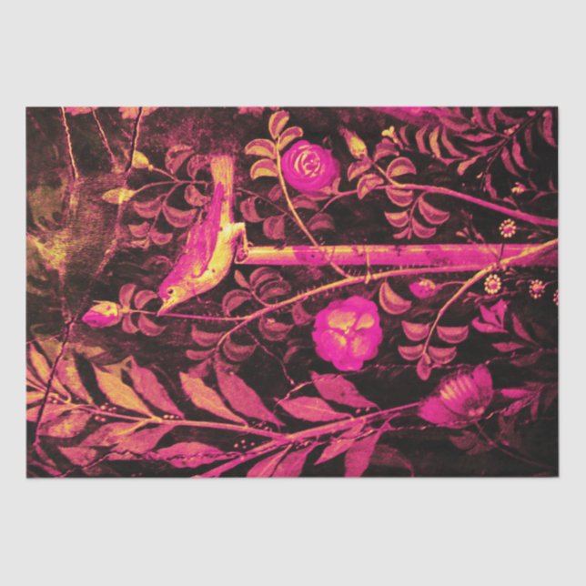 POMPEII COLLECTION NIGHTINGALE WITH ROSES Pink Tissue Paper (Front)
