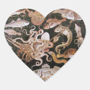 POMPEII COLLECTION / OCEAN - SEA LIFE SCENE Heart Sticker