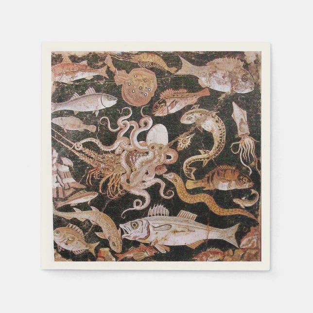 POMPEII COLLECTION / OCEAN - SEA LIFE SCENE NAPKIN (Front)