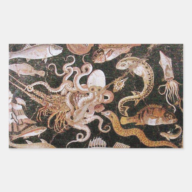 POMPEII COLLECTION / OCEAN - SEA LIFE SCENE RECTANGULAR STICKER (Front)