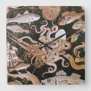 POMPEII COLLECTION / OCEAN - SEA LIFE SCENE SQUARE WALL CLOCK
