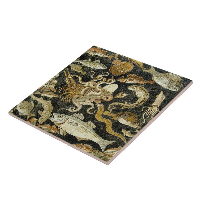 Pompeii Roman Marine Creatures Ceramic Tile (Side)