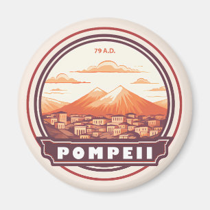 Pompeii Ruins Italy Travel Art Badge Magnet