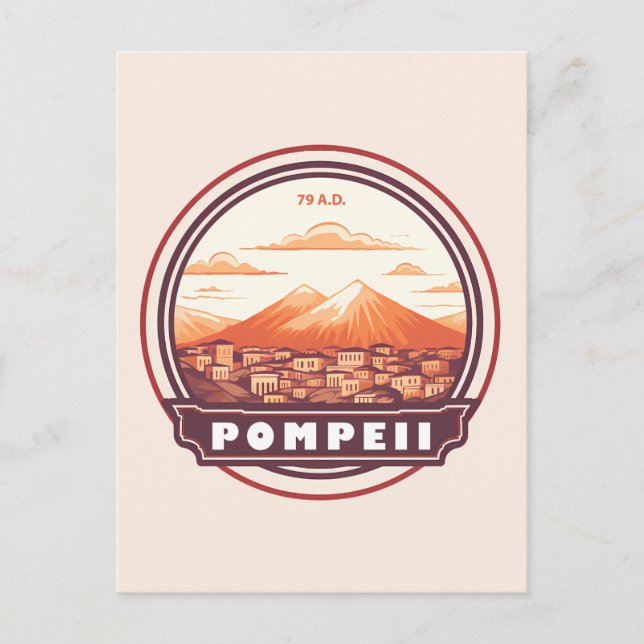 Pompeii Ruins Italy Travel Art Badge Postcard (Front)