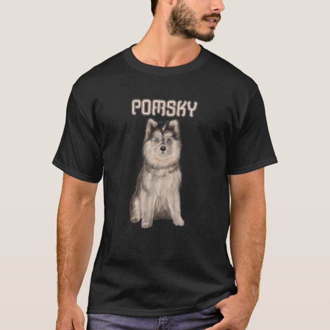 Pomskies Dogs Dog Owner Pomsky T-Shirt (Front)