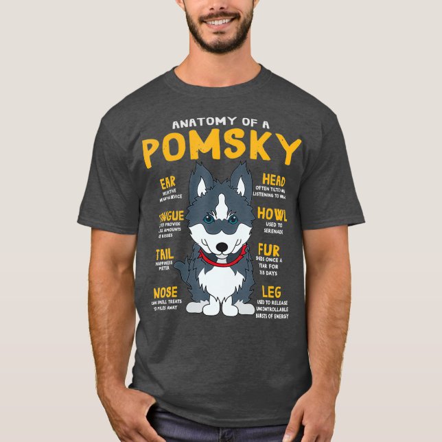 Pomsky Anatomy Funny Dog Mum Dad Gift T-Shirt (Front)