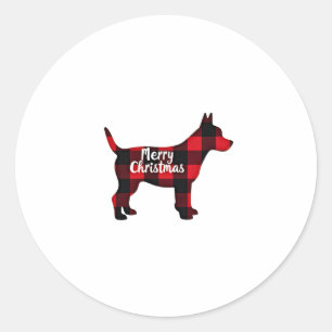 Pomsky Christmas Dog Mom Dad Plaid Gift T-Shirt (1 Classic Round Sticker