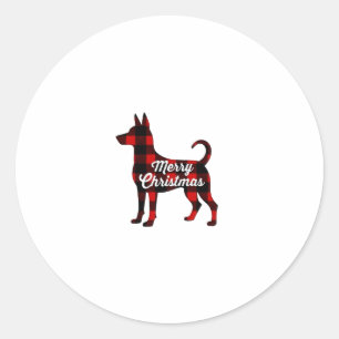 Pomsky Christmas Dog Mom Dad Plaid Gift T-Shirt (2 Classic Round Sticker