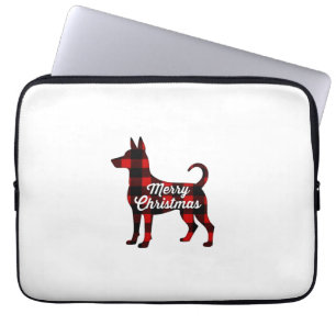 Pomsky Christmas Dog Mum Dad Plaid Gift T-Shirt (2 Laptop Sleeve