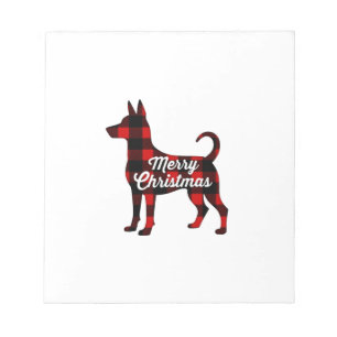 Pomsky Christmas Dog Mum Dad Plaid Gift T-Shirt (2 Notepad