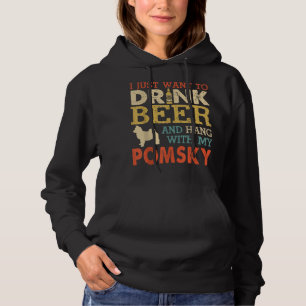 Pomsky Dad Drink Beer Hang With Dog Funny Men Vint Hoodie