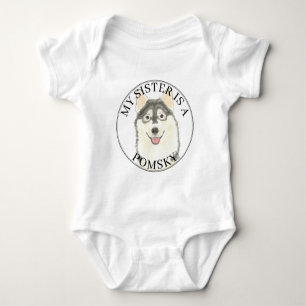 Pomsky Dog Big Sister Baby Bodysuit