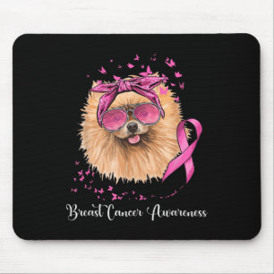 Pomsky Dog Lover Pink Ribbon Breast Cancer Mouse Pad