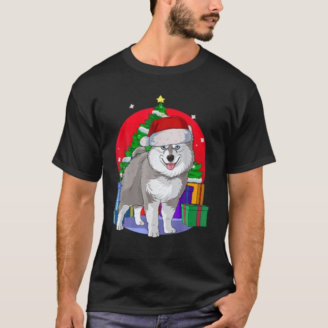 Pomsky Dog Santa Christmas Tree Decor T-Shirt (Front)