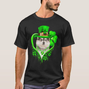 Pomsky Dog St Patricks Day Lover Irish Shamrock T-Shirt