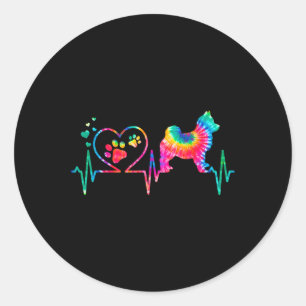 Pomsky Mum Dad Heartbeat Tie Dye Dog Gift Classic Round Sticker