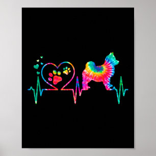 Pomsky Mum Dad Heartbeat Tie Dye Dog Gift  Poster