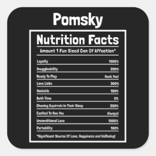 Pomsky Nutrition Facts Funny Dog Gift Square Sticker