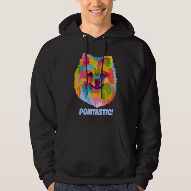 Pomtastic  Pomeranian Humor Pom Pom Animal Pun Hoodie (Front)
