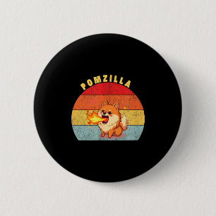 Pomzilla Pomeranian Dog Vintage Monster Artwork 6 Cm Round Badge