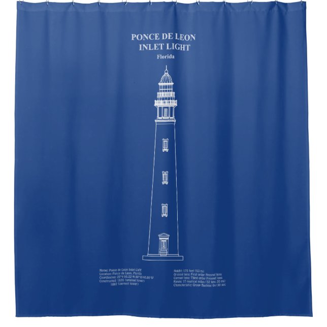 Ponce de Leon Inlet Lighthouse – Florida - AD Shower Curtain (Front)