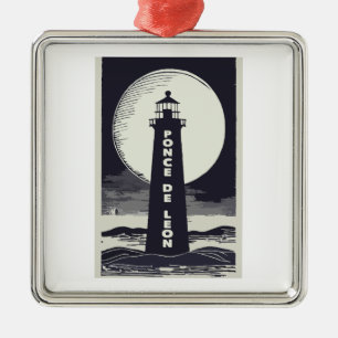 Ponce De Leon Lighthouse Moon Metal Ornament