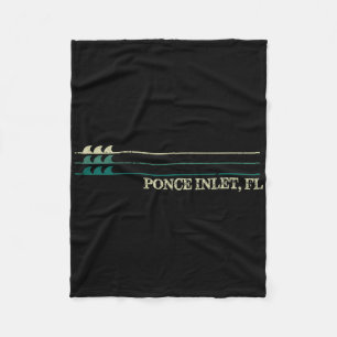 Ponce Inlet Florida Break Surfing Retro Wave  Fleece Blanket