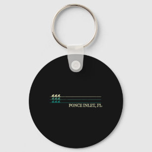 Ponce Inlet Florida Break Surfing Retro Wave Key Ring