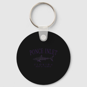 Ponce inlet florida shark vintage plum art fishing key ring