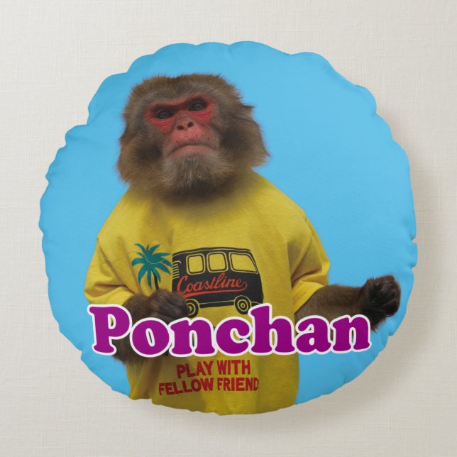 Ponchan cushion.　ぽんちゃんクッション round cushion (Front)