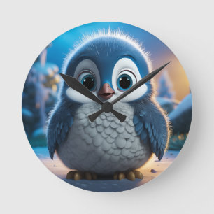 Poncho - A smooth baby penguin Round Clock