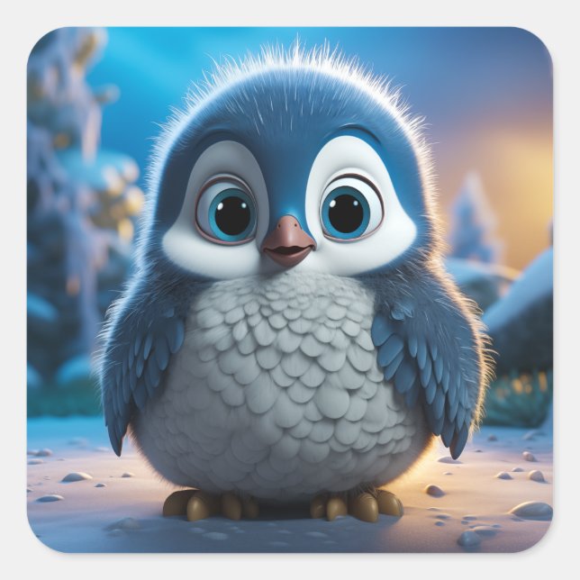 Poncho - A smooth baby penguin Square Sticker (Front)