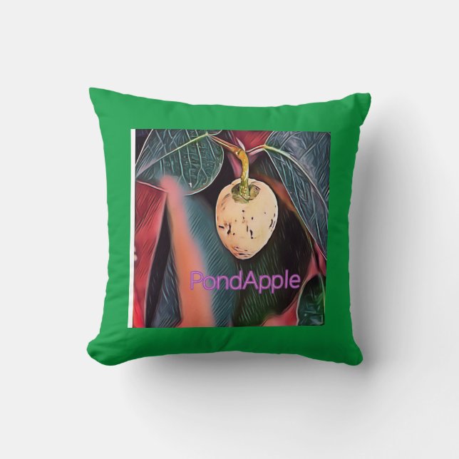 Pond Apple with green background Cushion (Front)
