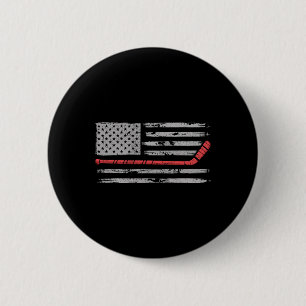 Pond Hockey American Flag Shinney 6 Cm Round Badge