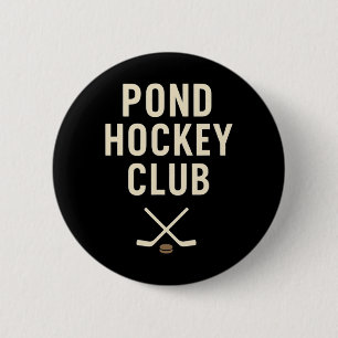 Pond Hockey Club Crossed Sticks Outdoor Winter Ice 6 Cm Round Badge