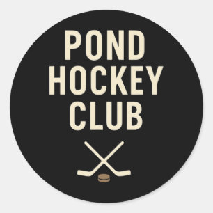 Pond Hockey Club Crossed Sticks Outdoor Winter Ice Classic Round Sticker