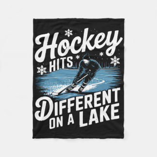 Pond Hockey Hits Different Shinny Fleece Blanket