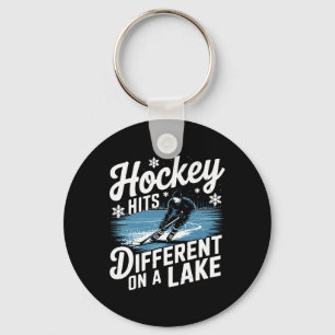 Pond Hockey Hits Different Shinny Key Ring