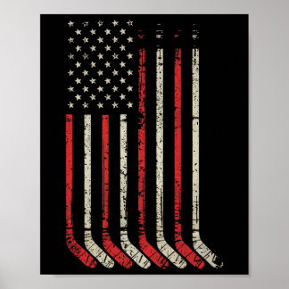 Pond Hockey Player American Flag Shinny Poster