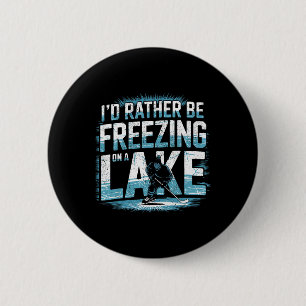 Pond Hockey Player Freezing Lake Hockey Shinny 6 Cm Round Badge