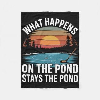 Pond Hockey Player On The Pond Fleece Blanket