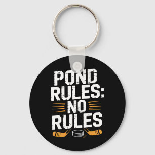 Pond Hockey Player Pond Rules Shinny Key Ring