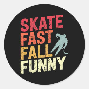 Pond Hockey Player Skate Fast Shinny (1) Classic Round Sticker