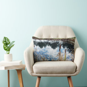 Pond Landscape Nature Photography Art Lumbar Cushion
