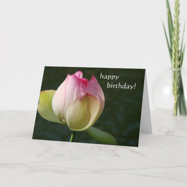 Pond Lotus Flower Birthday Card (Front)