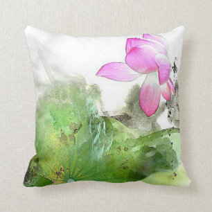 POND LOTUS l Chinese Brush Painting Art Cushion